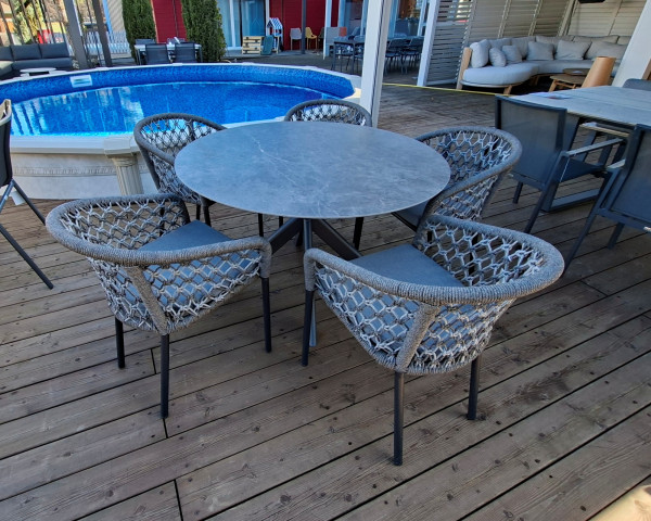 Gartentisch Set Mantis - Remo Ø 120 cm Shadow / Graphite - bowi.ch