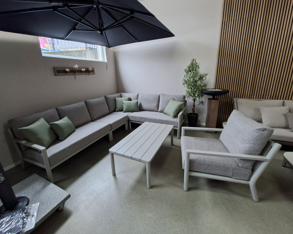 LIFE Garten Lounge Set Nuba inkl. Sessel L-Form Beige - bowi.ch