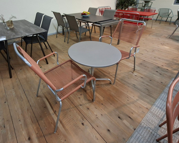 Gartentisch Set Davos - Rigi SalonØ 75 cm Champagner / Terracotta - bowi.ch