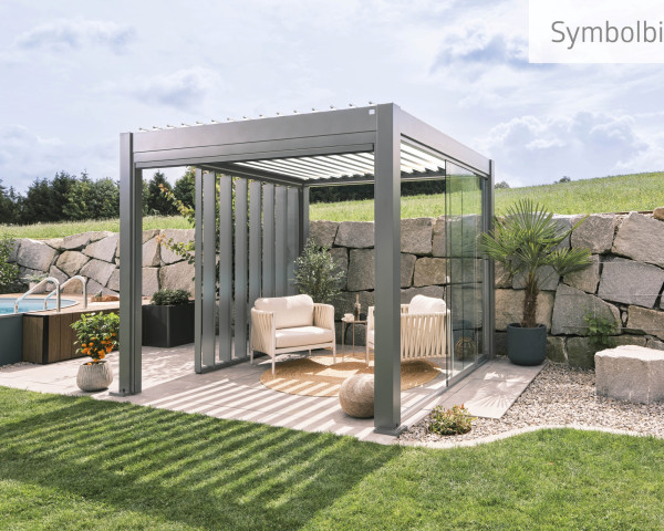 Pergola Gr. 3,5 x 3,5 quarzgrau-metallic/weiss - bowi.ch