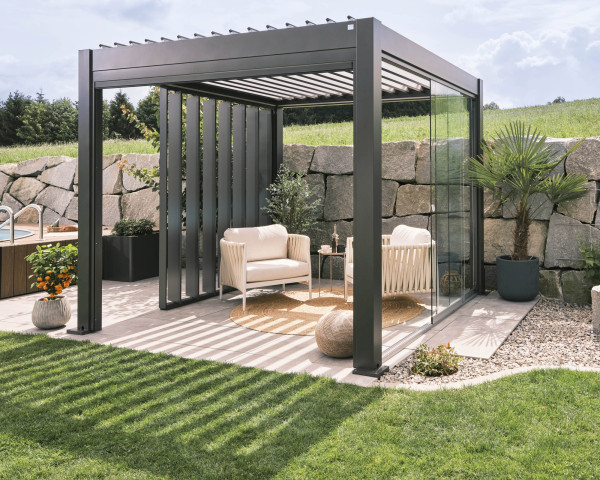 Biohort Pergola 5,5 x 3,5 m dunkelgrau-metallic - bowi.ch