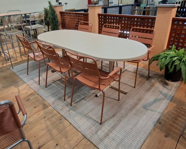 Gartentisch Set Bodensee Glarus oval 160/220 x 95 cm Pastellsand Schaffner - bowi.ch