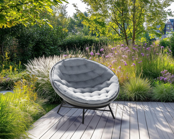 Garten Lounge Sessel Maia Ø 120 cm Sibirian grey auf Terrasse - bowi.ch