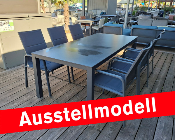 Ausstellmodell Gartentisch Set Alus-Salvador Lava Keramik Dark Grey - bowi.ch