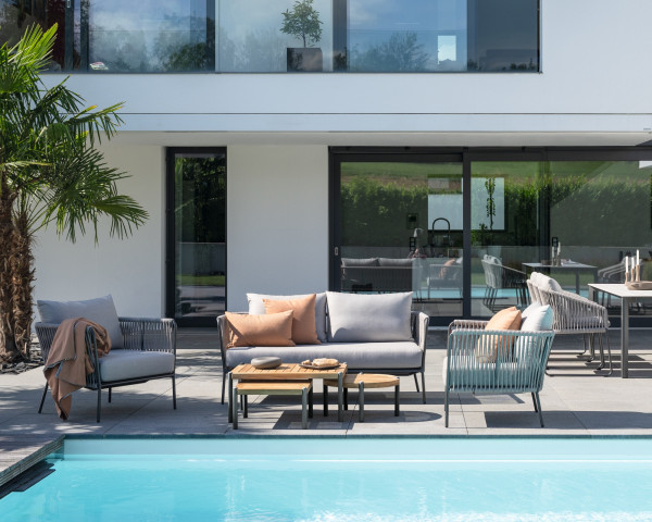 Garten Lounge 6er Set Marla Salt / Anthrazit Sofa Sessel Beistelltisch - bowi.ch