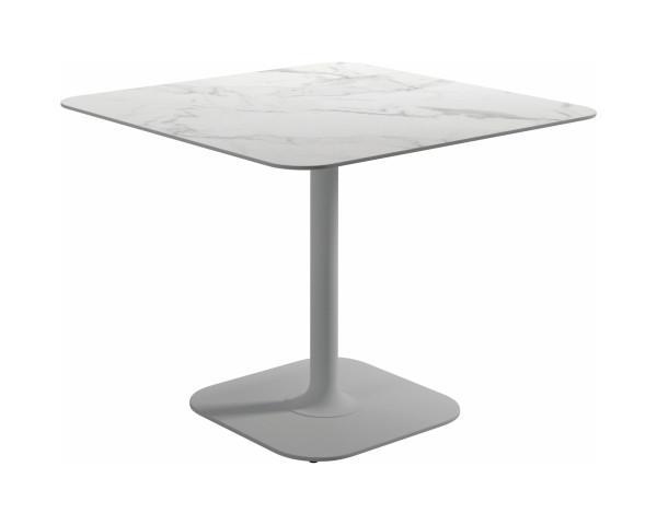 Dining Tisch Grid 90 x 90 cm Keramik Bianco Gestell Weiss Gloster - bowi.ch
