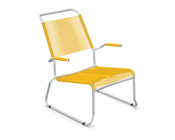 Lounger Säntis Kufen HL Spaghetti mit Armlehne Gelb / Feuerverzinkt Schaffner - bowi.ch