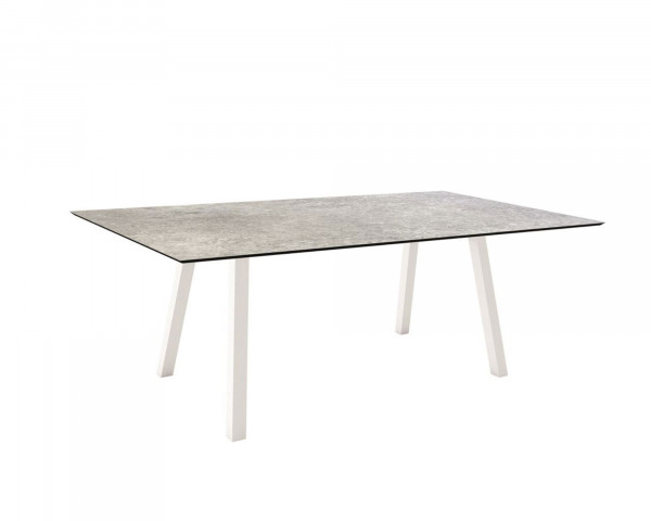 Gartentisch Interno Vierkantrohr Aluminium Weiss HPL Tischplatte 180 x 100 cm - bowi.ch