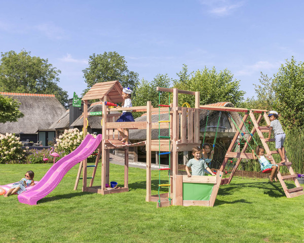 Spielturm Voyager mit Climb Frame 200 2-teilig Jungle Gym im Garten Rutschbahn Pink - bowi.ch