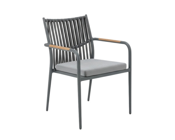 Gartenstuhl Jeep Anthrazit Stone mit Holz Armlehne, stapelbar - bowi.ch
