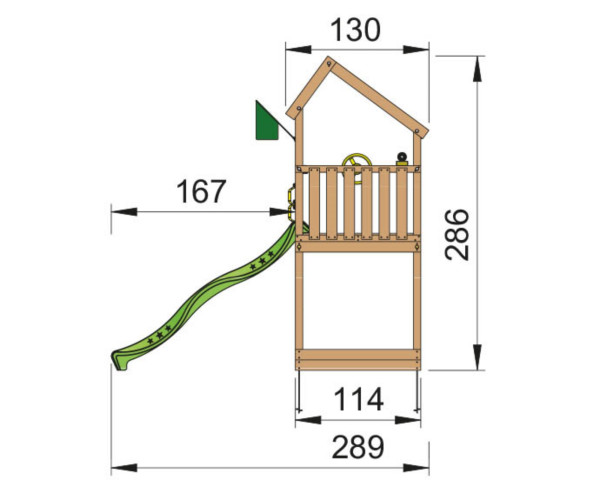 Spielturm Home mit Sprossenleiter und Rutschbahn Detailplan - bowi.ch