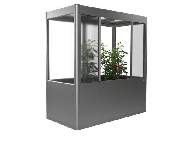 Gewächshausaufsatz Florentina zu Hochbeet Gr. 2x1 quarzgrau-metallic - bowi.ch